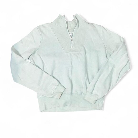 Mint Green Quarter Zip Casual Long Sleeve Pullover - Picture 1 of 1